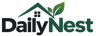 The Daily Nest logo, featuring a dark green house silhouette with a small window and two green leaves on a white background, with the words 'Daily Nest' in dark green and black text.